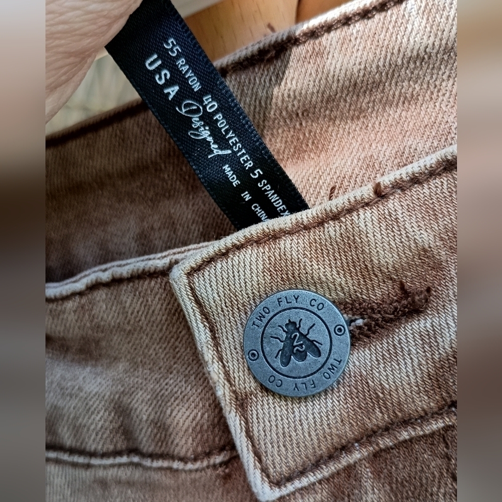 NWT Two Stay Fly Brown Straight-Leg Jeans_ Med - Picture 5 of 10